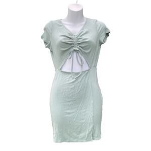 Hesperus ribbed key hole front mint mini dress